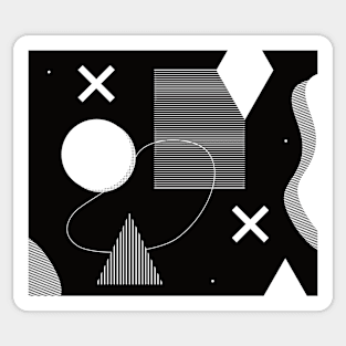 Black and white Memphis stye - abstract geometric pattern Sticker